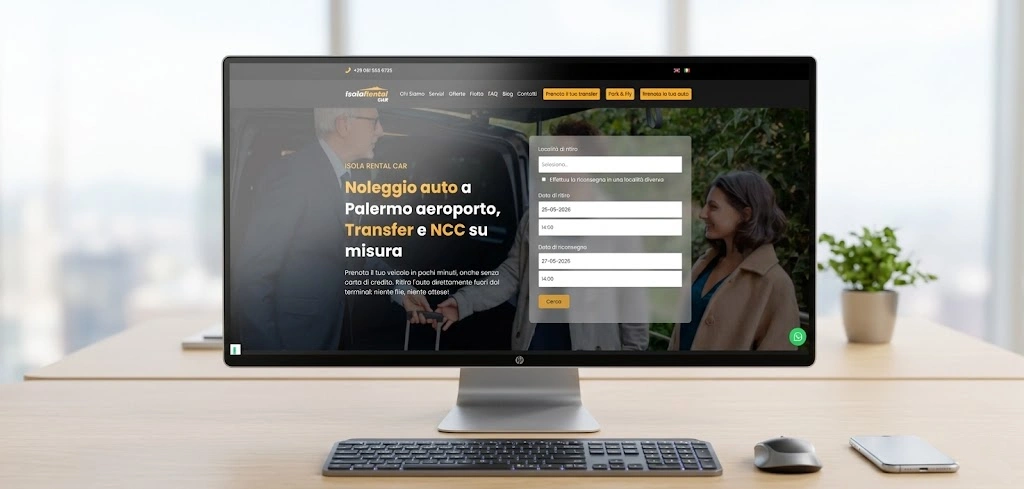 Sito web Isola Rental Car sviluppato su misura per noleggio auto con prenotazione online