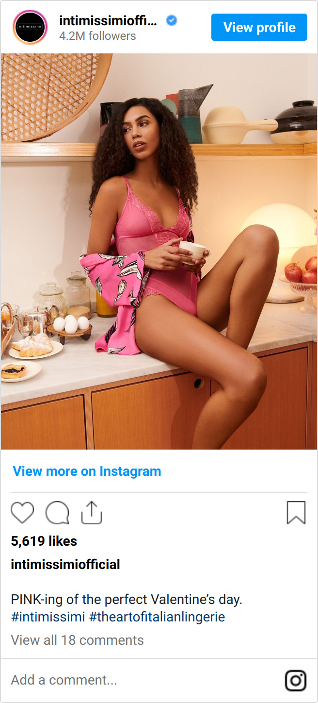 mloiacono.it Screenshot da Instagram Pagina Intimissimi